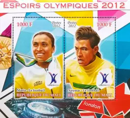 Малый лист. Мали 2012. Футбол. Марта, Неймар.