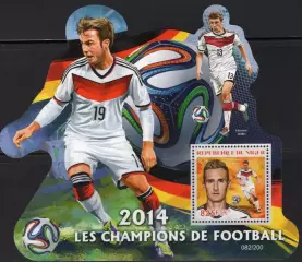 Блок. Нигер 2014. ЧМ по футболу. Бразилия 2014. Томас Мюллер. Мирослав Клозе.**
