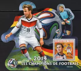 Блок. Нигер 2014. ЧМ по футболу. Бразилия 2014. Мануэль Нойер. Марио Гетце.**
