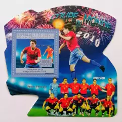 Блок. Гвинея 2010. Чемпионат мира по футболу. ЮАР 2010. Хавьер Эрнандес.**