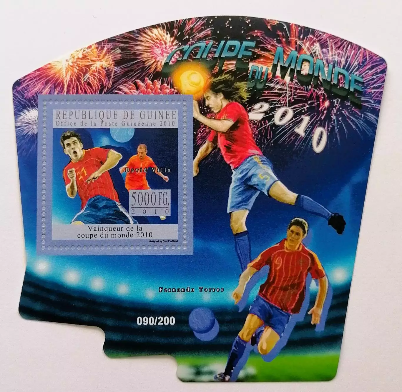 Блок. Гвинея 2010. Чемпионат мира по футболу. ЮАР 2010. Давид Вилья.**