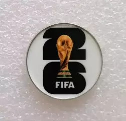 Значок. Чемпионат мира по футболу 2026. Эмблема белая круглая.