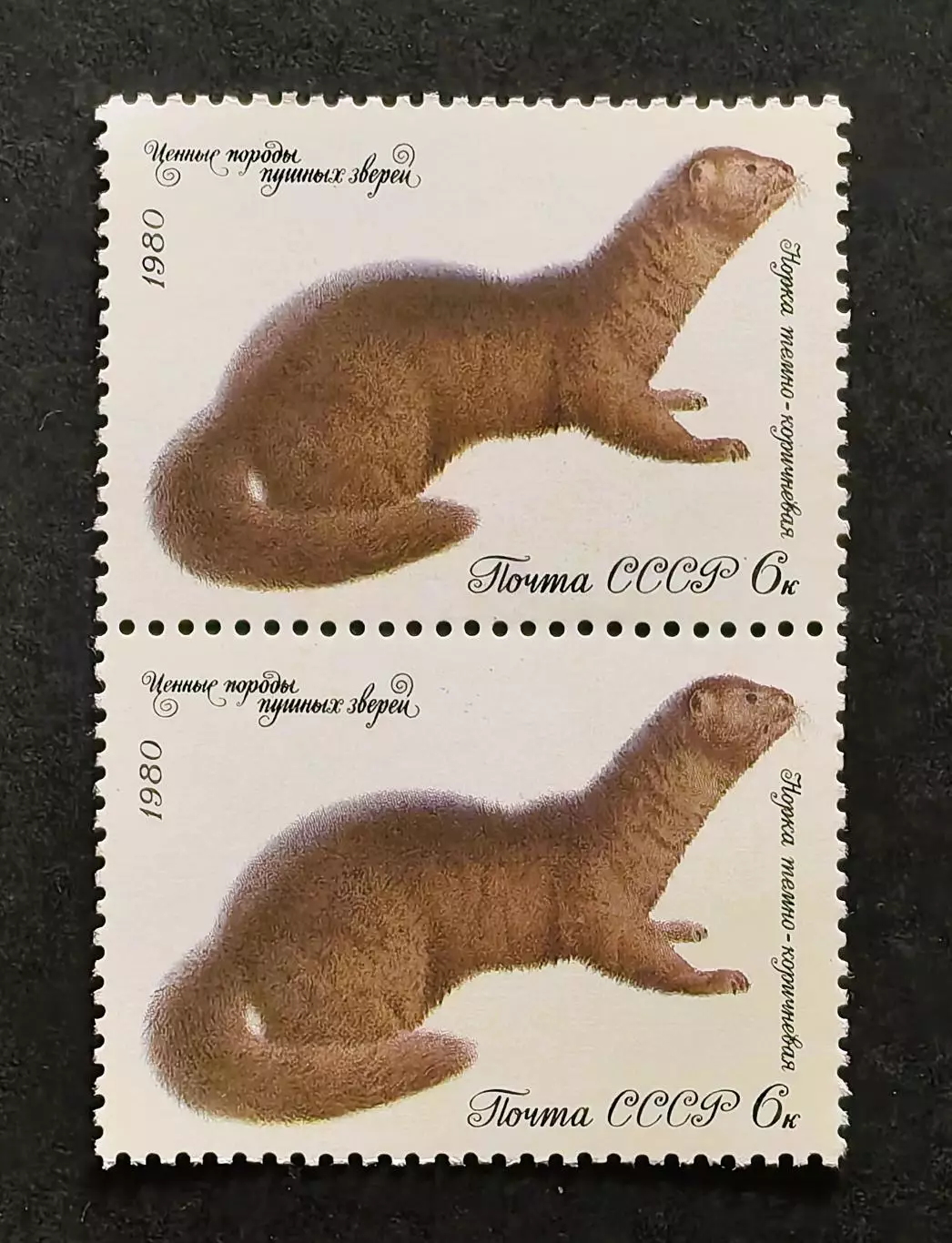 СССР 1980. Ценные породы пушных зверей. Норка. Пара.2.
