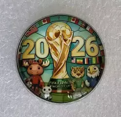 Значок. Талисманы чемпионата мира по футболу 2026. Мейпл. Заю. Клатч. (3)