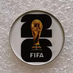 Значок. Чемпионат мира по футболу 2026. Эмблема черная. Круглый.