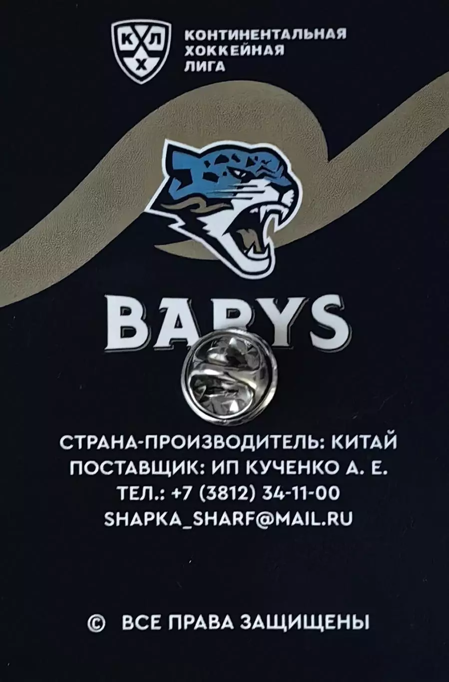 Значок. ХК Барыс Астана. Серебро. 1