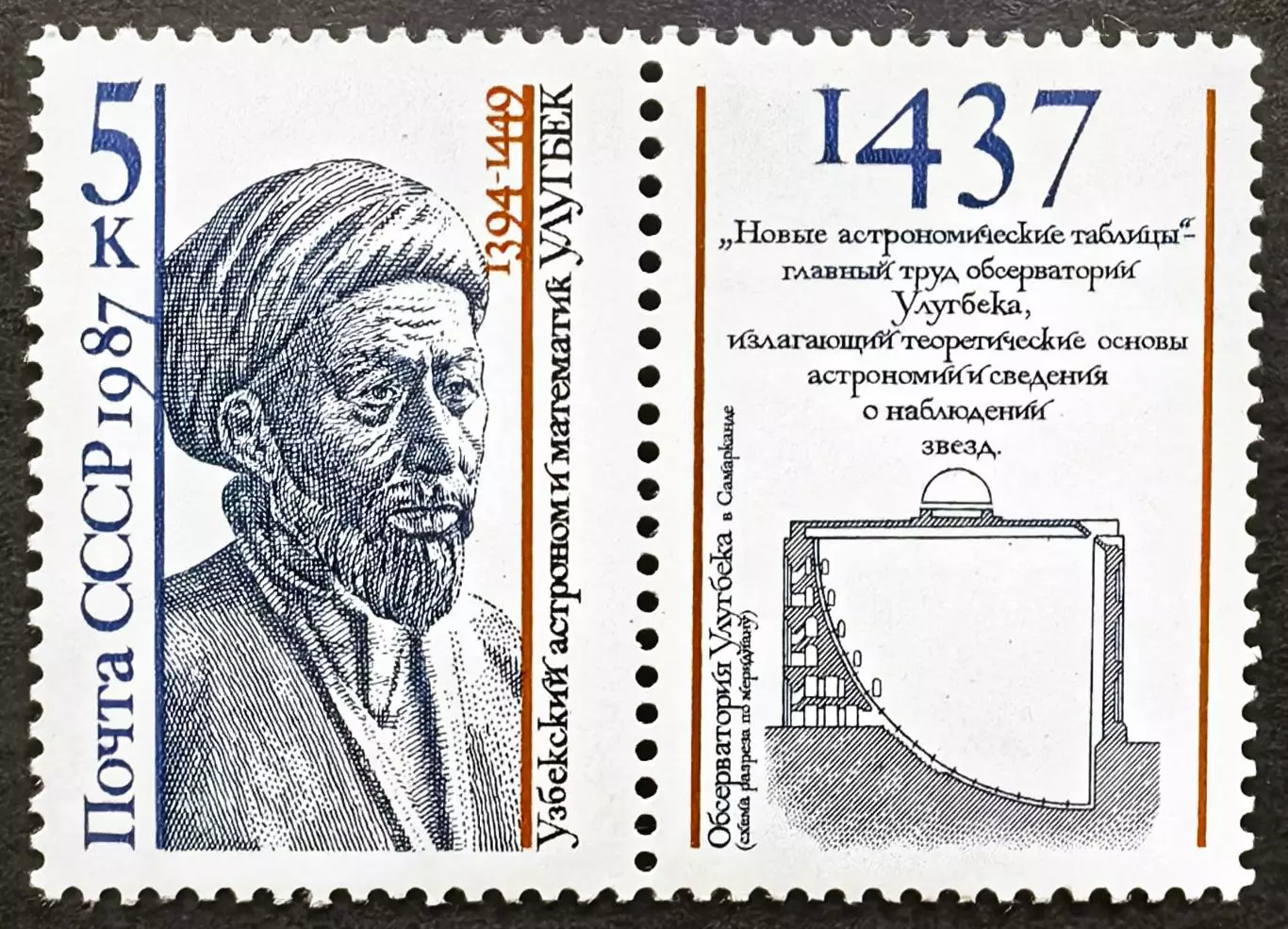 СССР 1987. Деятели мировой науки. Мухаммед Тарагай Улугбек.