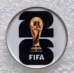 Значок. Чемпионат мира по футболу 2026. Эмблема черная. Круглый.