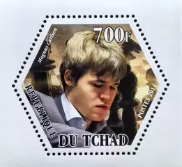 Блок. Чад 2014. Шахматы. Магнус Карлсен.