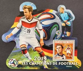 Блок. Нигер 2014. ЧМ по футболу. Бразилия 2014. Мануэль Нойер. Марио Гетце.