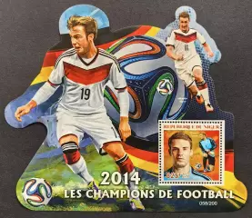 Блок. Нигер 2014. ЧМ по футболу. Бразилия 2014. Мирослав Клозе. Мануэль Нойер.