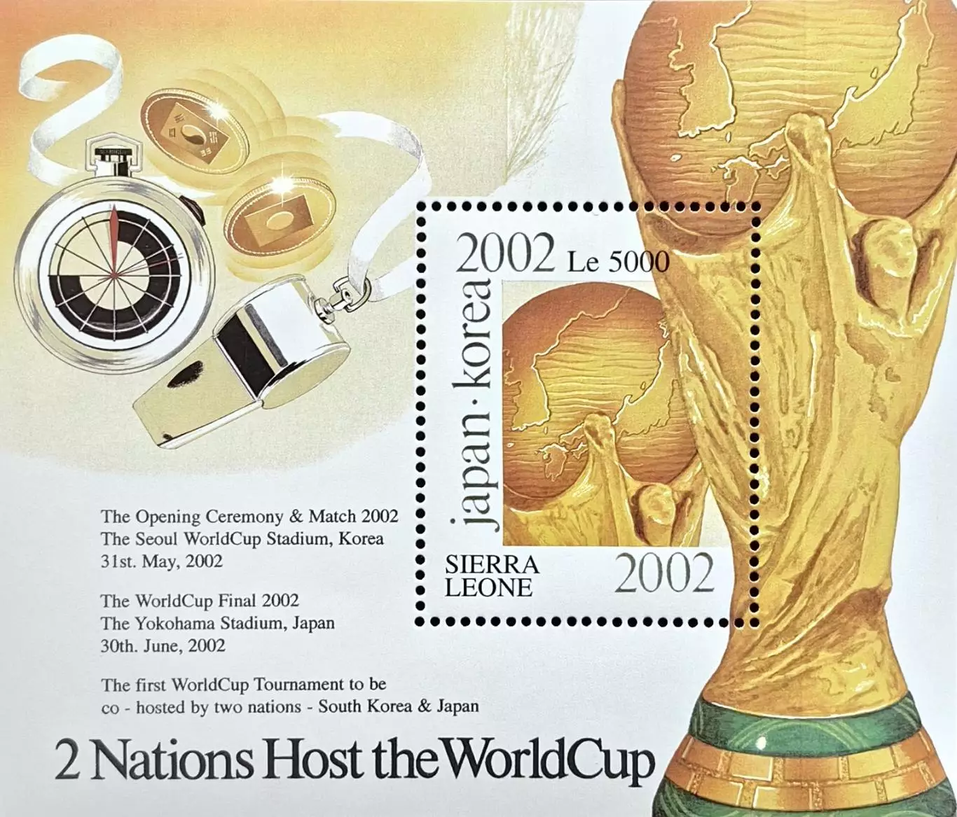 Блок. Сьерра-Леоне 2002. Чемпионат мира по футболу. Южная Корея/Япония 2002.