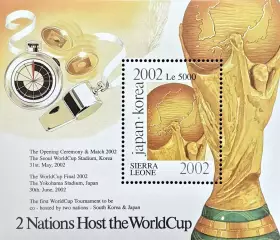 Блок. Сьерра-Леоне 2002. Чемпионат мира по футболу. Южная Корея/Япония 2002.