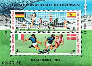 Малый лист. Румыния 1988. Чемпионат Европы по футболу. Германия 1988. (2).