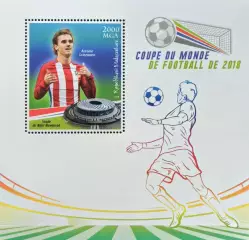 Блок. Мадагаскар 2018. Футбол. Антуан Гризманн.