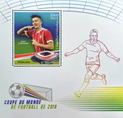 Блок. Мадагаскар 2018. Футбол. Роберт Левандовский.