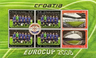 Малый лист. Сент-Винсент и Гренадины 2008. ЧЕ по футболу 2008. Сборная Хорватия.