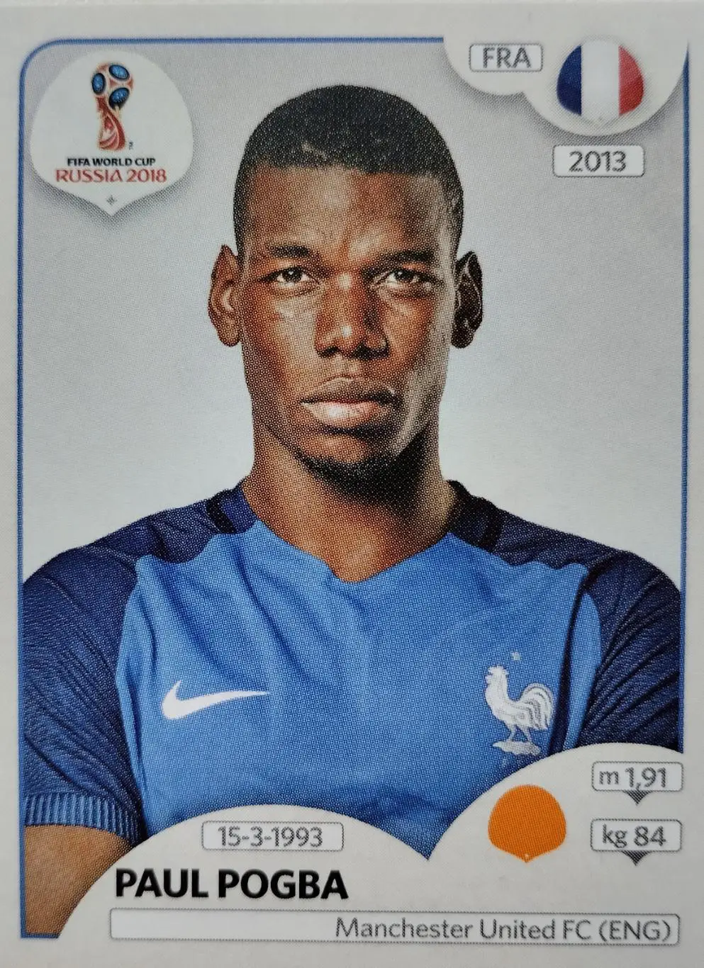 Наклейка. Чемпионат мира по футболу. 2018. №205. PAUL POGBA.