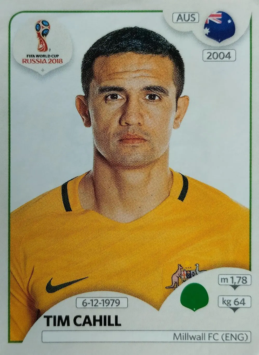 Наклейка. Чемпионат мира по футболу. 2018. №228. TIM CAHILL.
