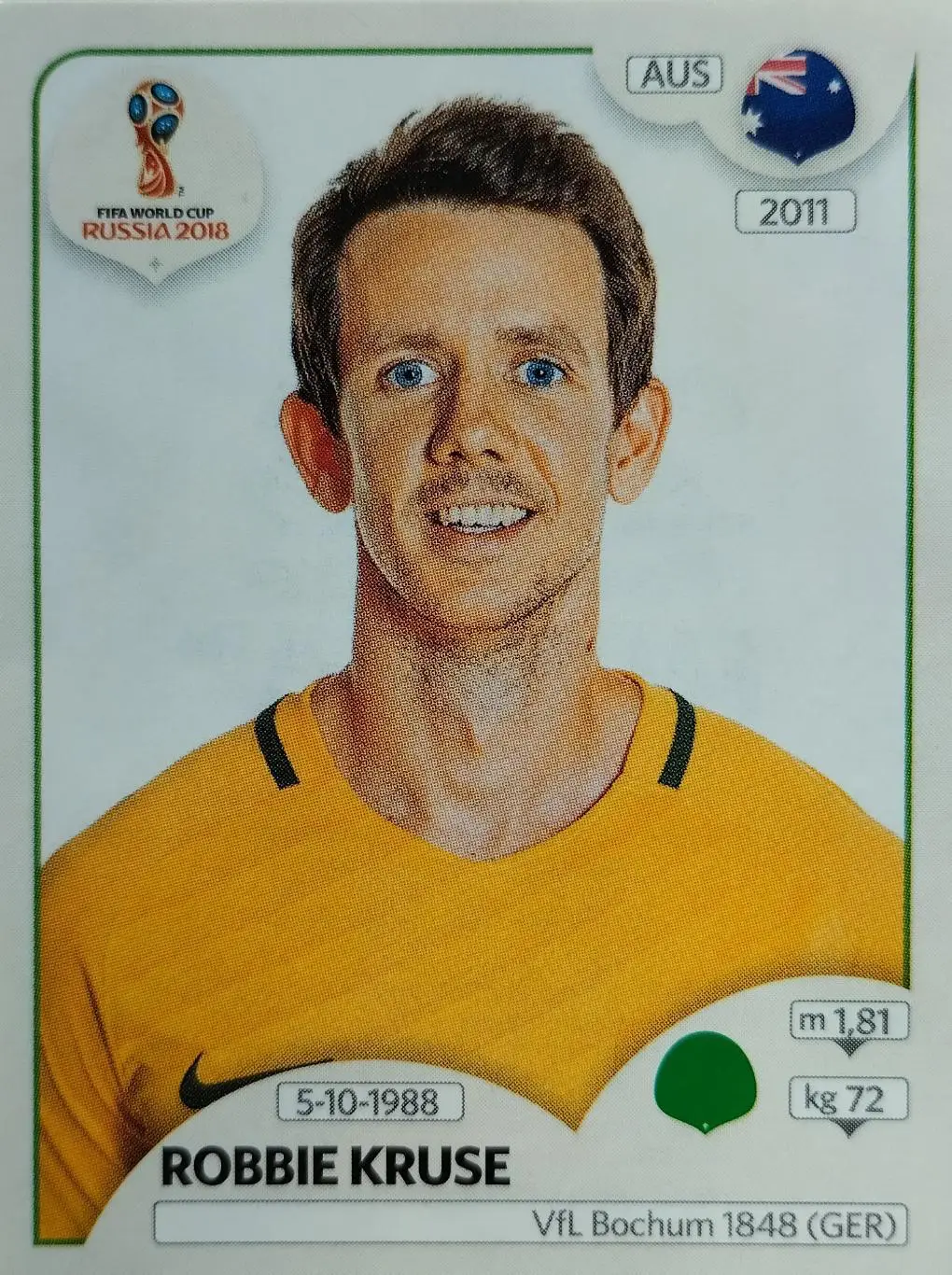 Наклейка. Чемпионат мира по футболу. 2018. №231. ROBBIE KRUSE.