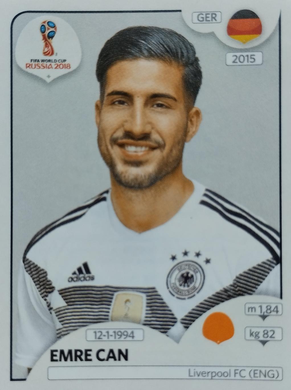 Наклейка. Чемпионат мира по футболу. 2018. №442. EMRE CAN.