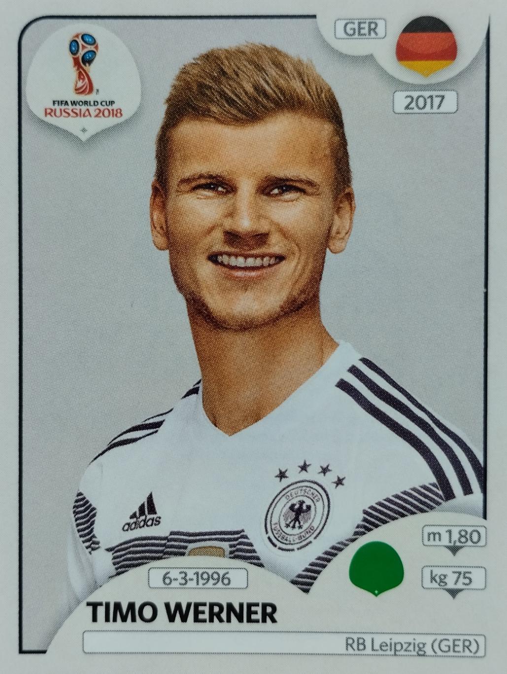 Наклейка. Чемпионат мира по футболу. 2018. №451. TIMO WERNER.