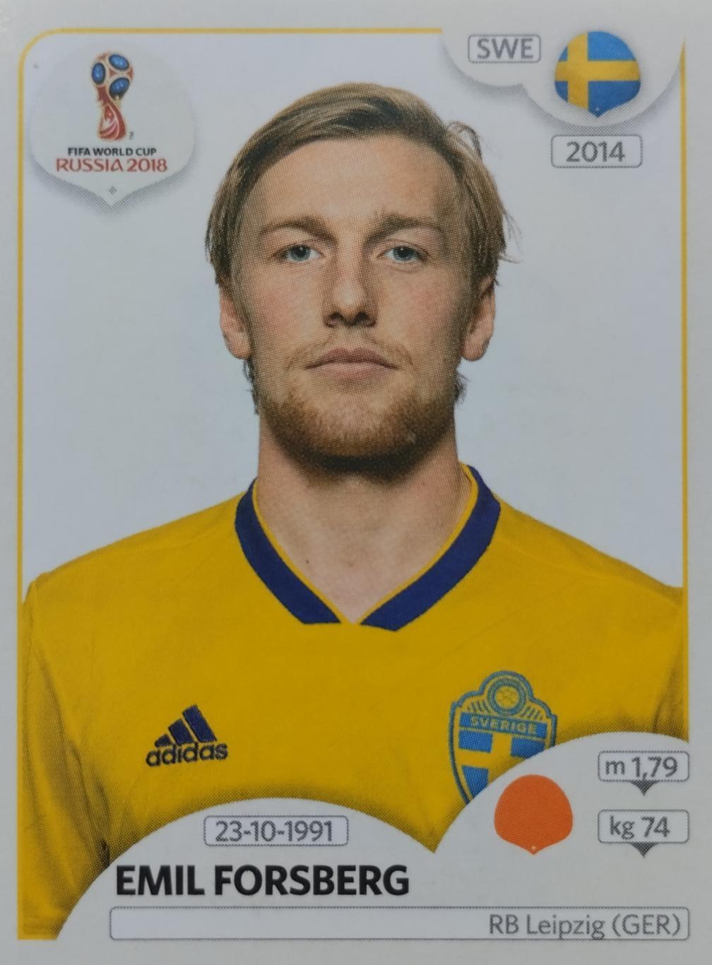 Наклейка. Чемпионат мира по футболу. 2018. №483. EMIL FORSBERG.