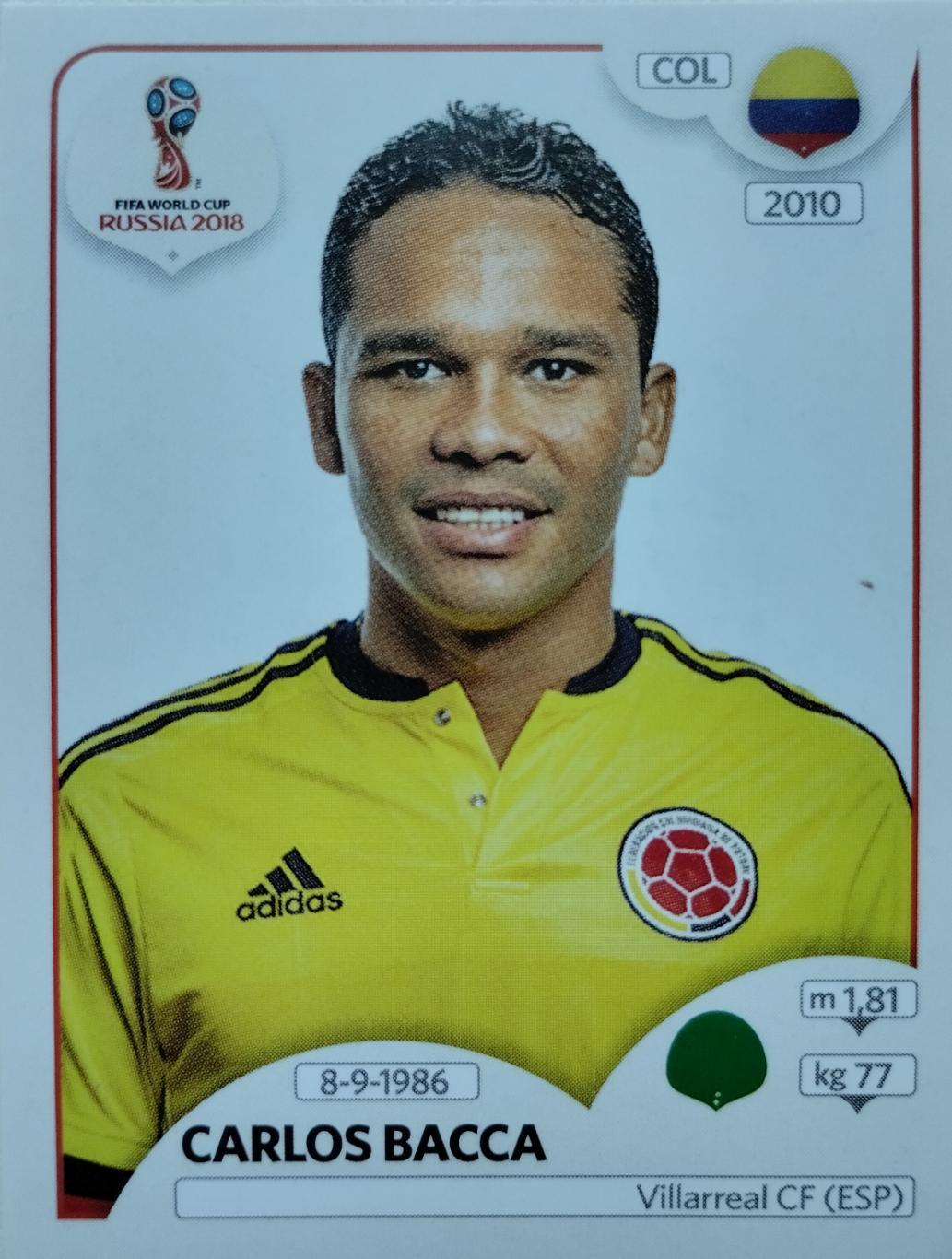 Наклейка. Чемпионат мира по футболу. 2018. №648. CARLOS BACCA.