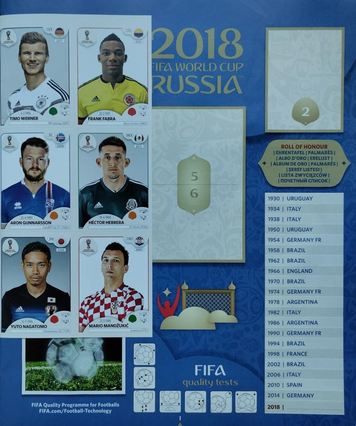 Panini. Альбом для наклеек. Чемпионат мира по футболу 2018. + 15 наклеек. 2