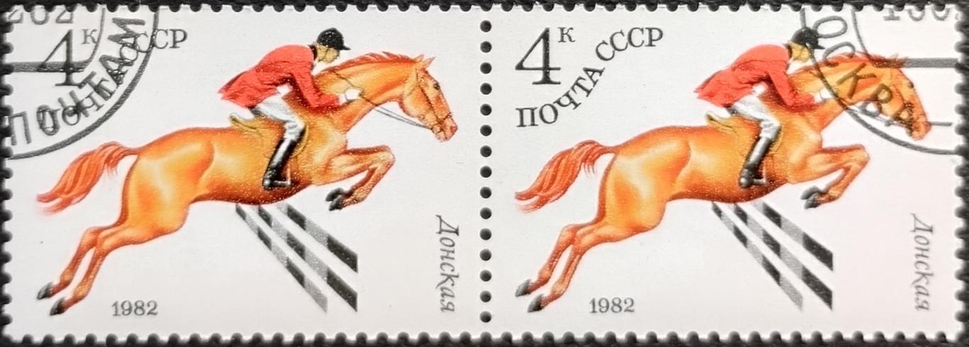 СССР 1982. Конный спорт. Донская. Гашеная. Пара.