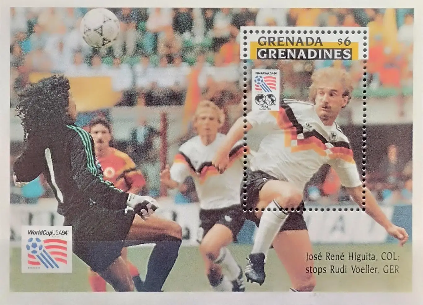 Блок. Гренада 1994. Чемпионат мира по футболу. США 1994. Руди Феллер.