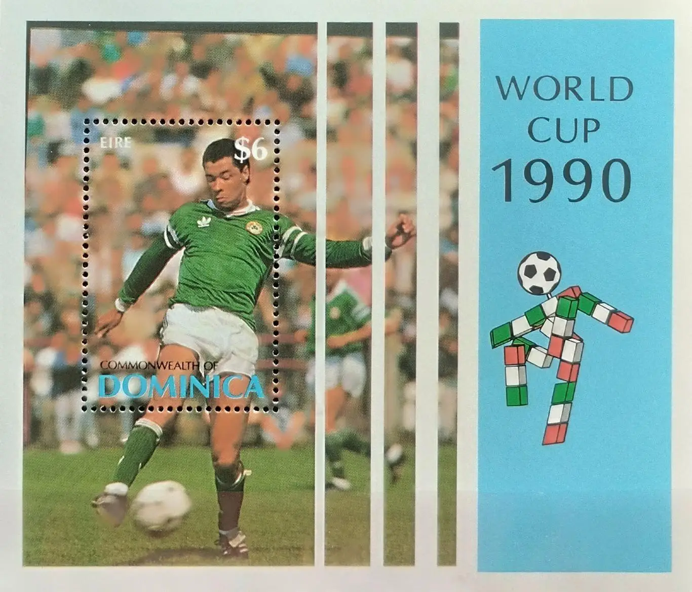 Блок. Доминика 1990. Чемпионат мира по футболу. Италия 1990.