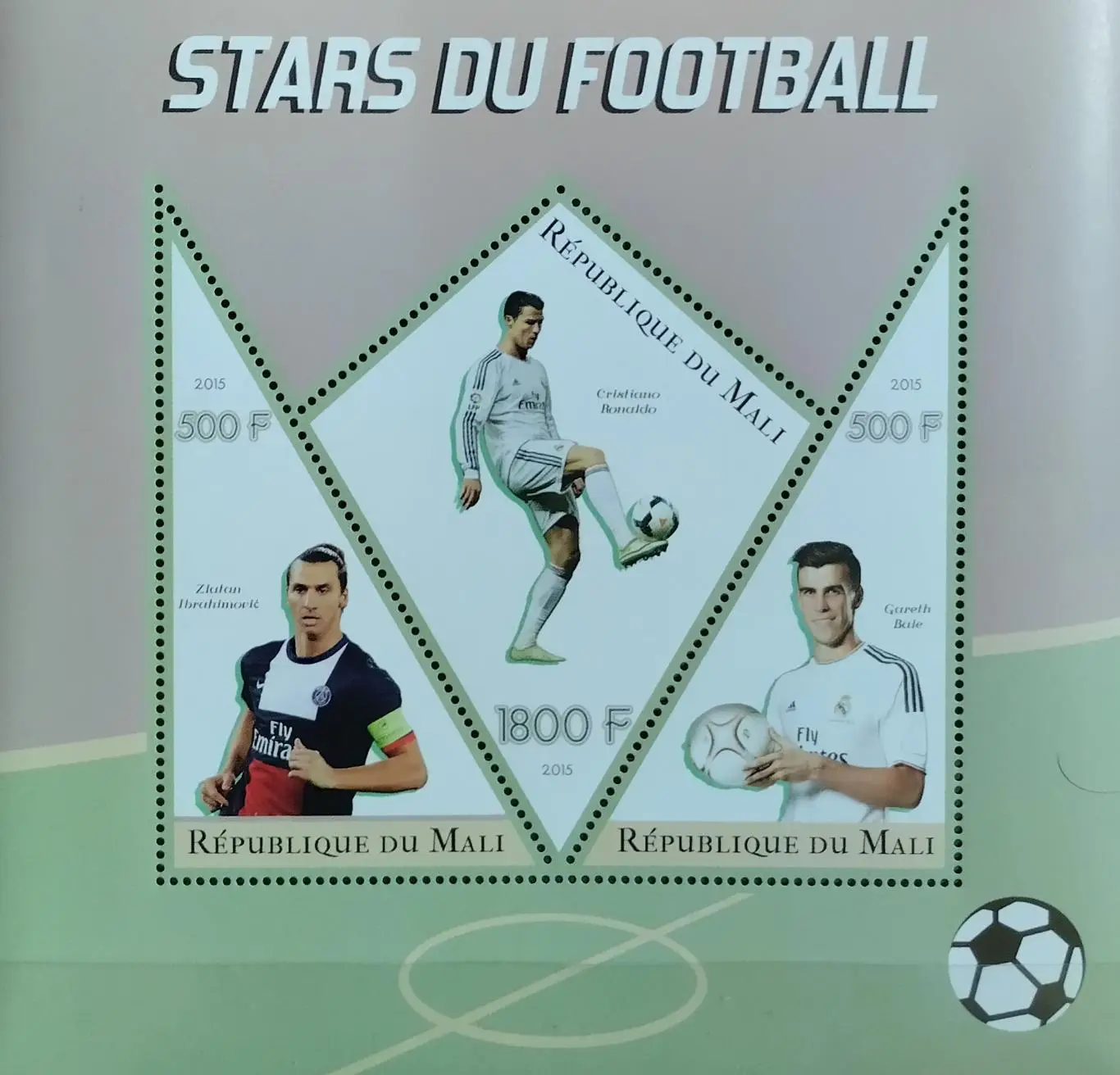Малый лист. Мали 2015. Златан Ибрагимович. Криштиану Роналду. Гарет Бэйл.