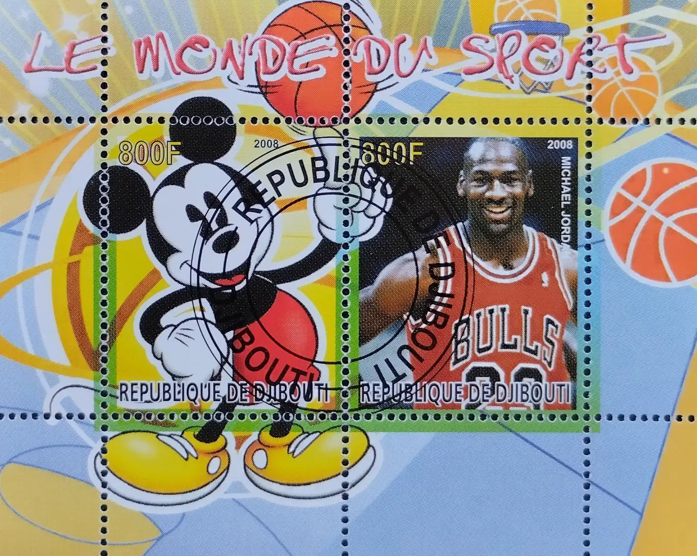 Малый лист. Джибути 2008. Майкл Джордан.