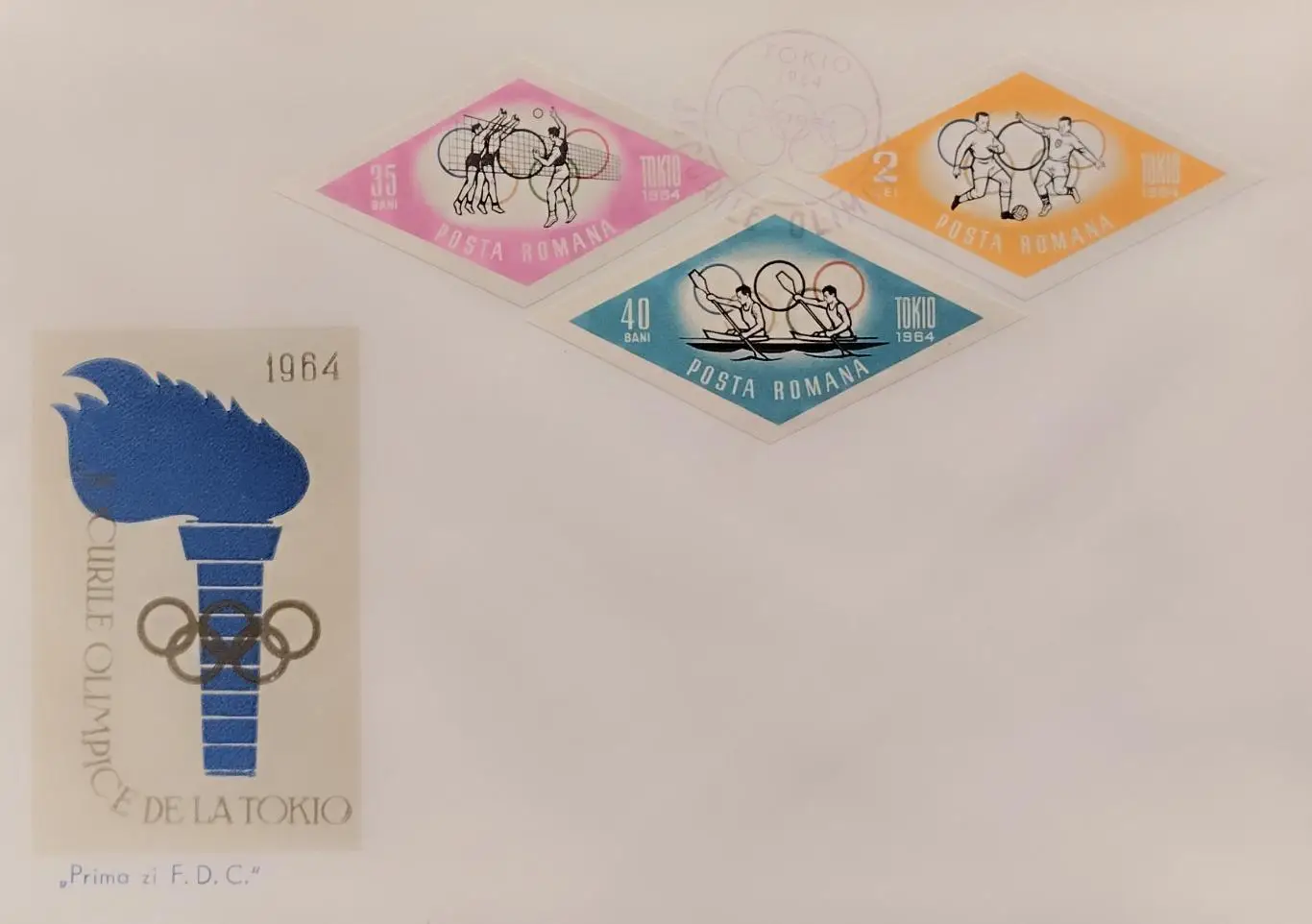 Конверт. Летние Олимпийские игры. Токио 1964. 01.09.1964 Румыния.