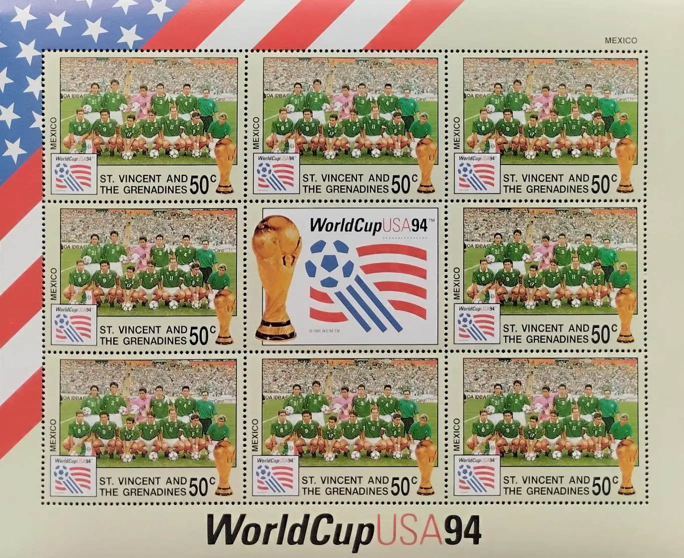 Сент-Винсент и Гренадины 1994. Чемпионат мира по футболу. США 1994. Сб. Мексика.