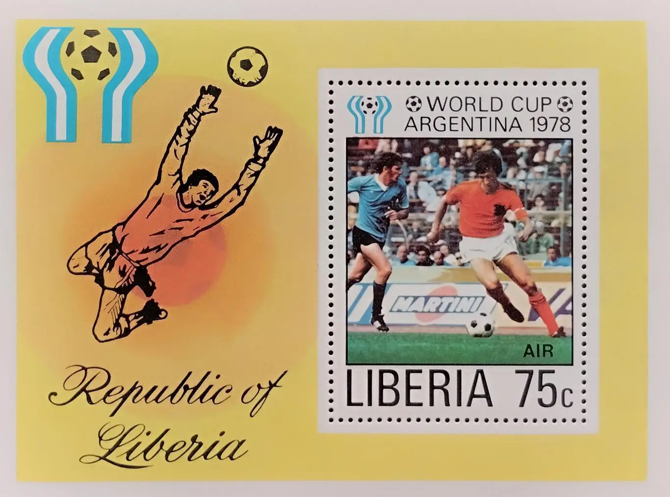 Блок. Либерия 1978. Чемпионат мира по футболу. Аргентина 1978.
