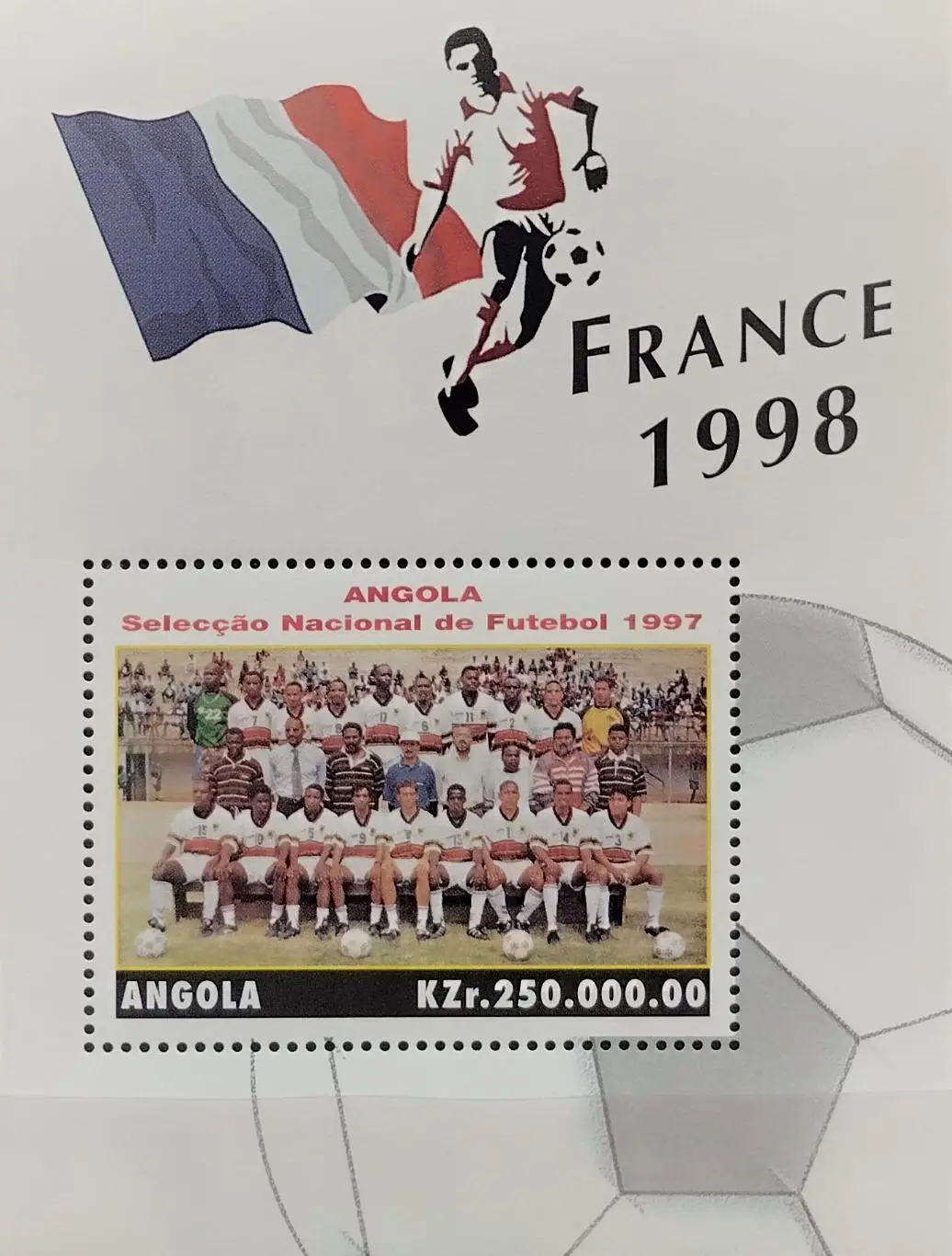 Блок. Ангола 1997. Чемпионат мира по футболу. Франция 1998. Сборная Ангола.