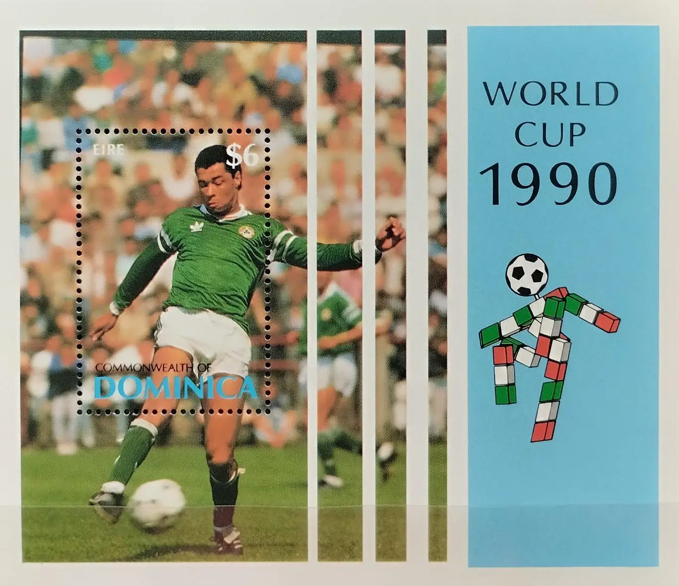 Блок. Доминика 1990. Чемпионат мира по футболу. Италия 1990.