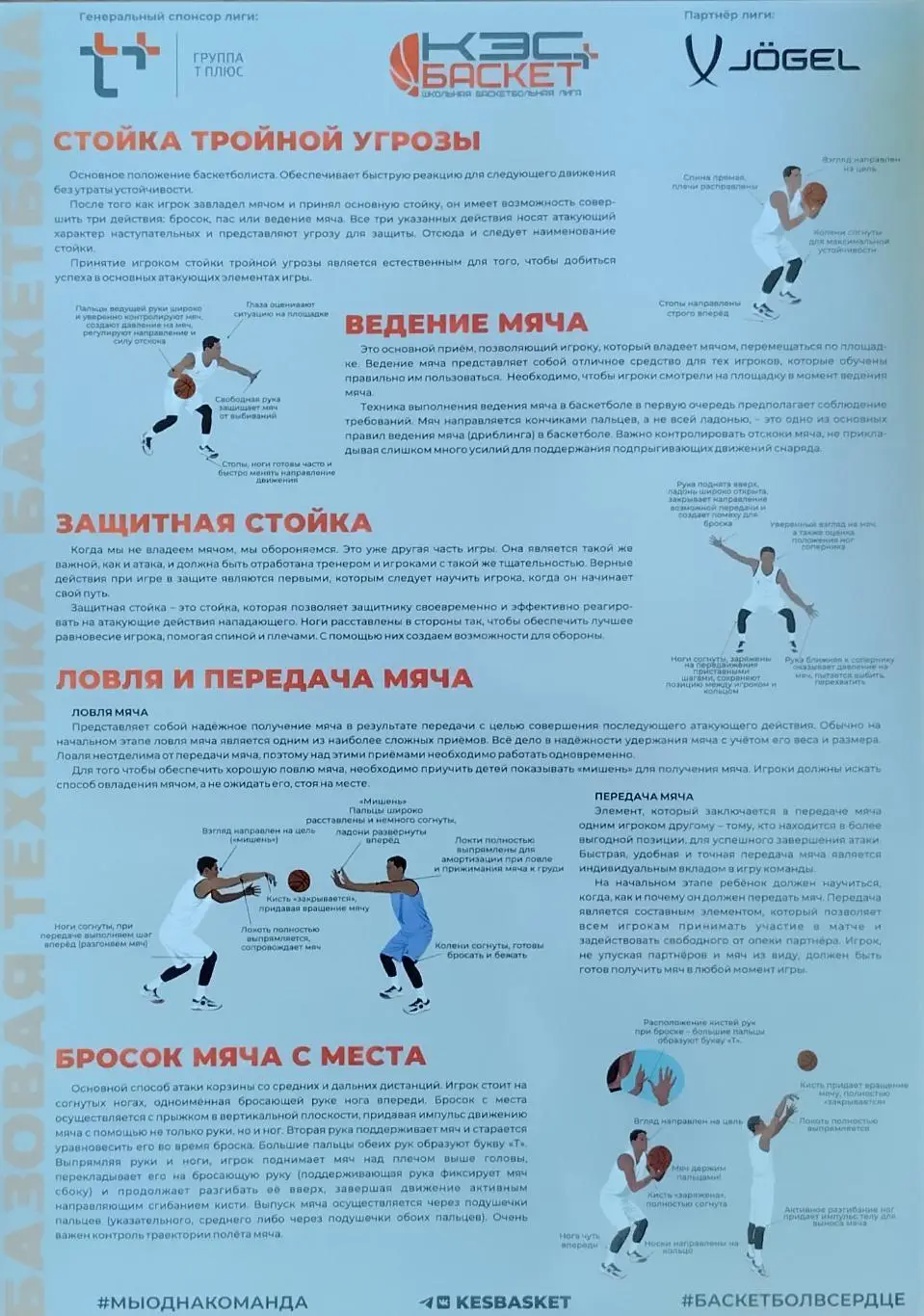 Плакат. Баскетбол. Базовая техника баскетбола.