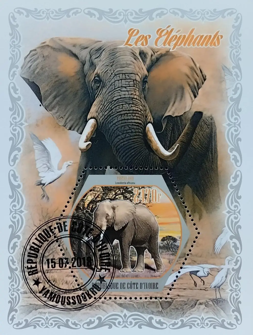 Блок. Кот-д’Ивуар 2018. Фауна. Слоны