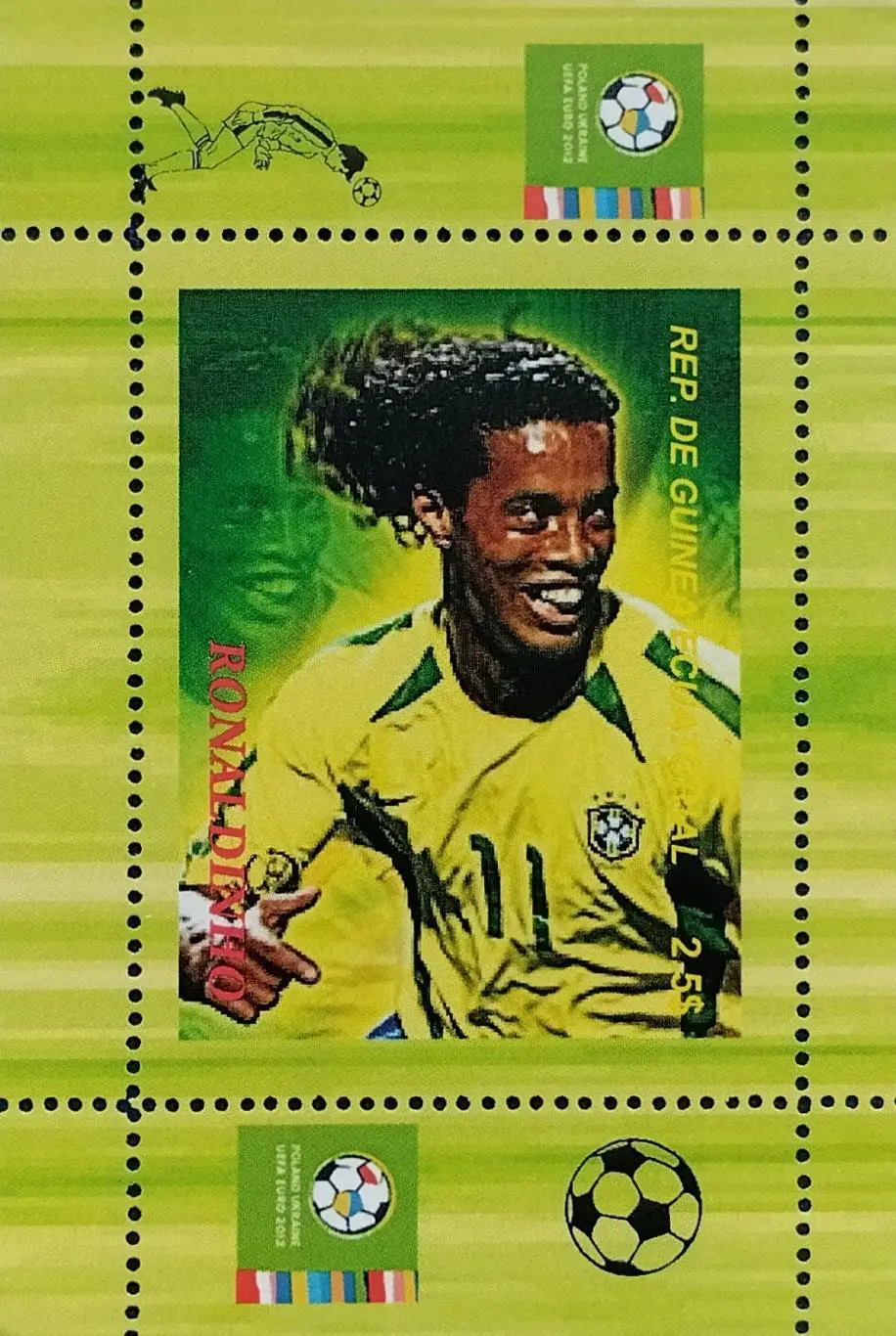Блок. Гвинея 2012. Футбол. Роналдиньо. 2