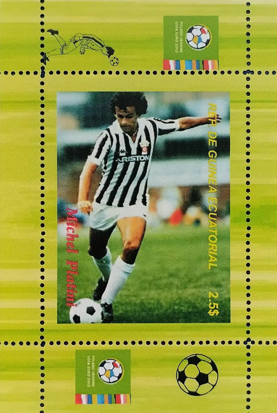 Блок. Гвинея 2012. Футбол. Мишель Платини. 1