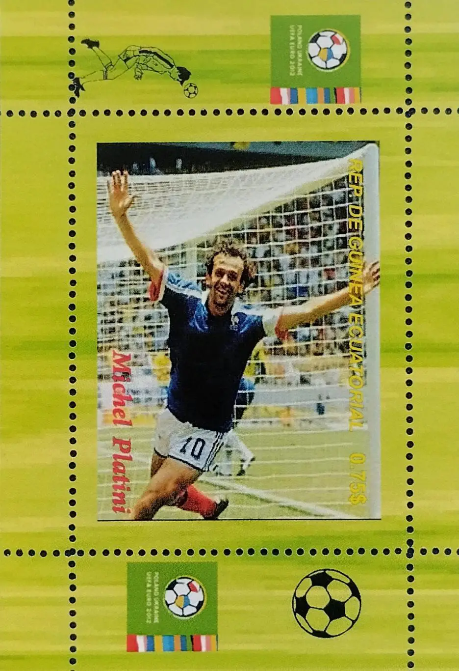 Блок. Гвинея 2012. Футбол. Мишель Платини. 2