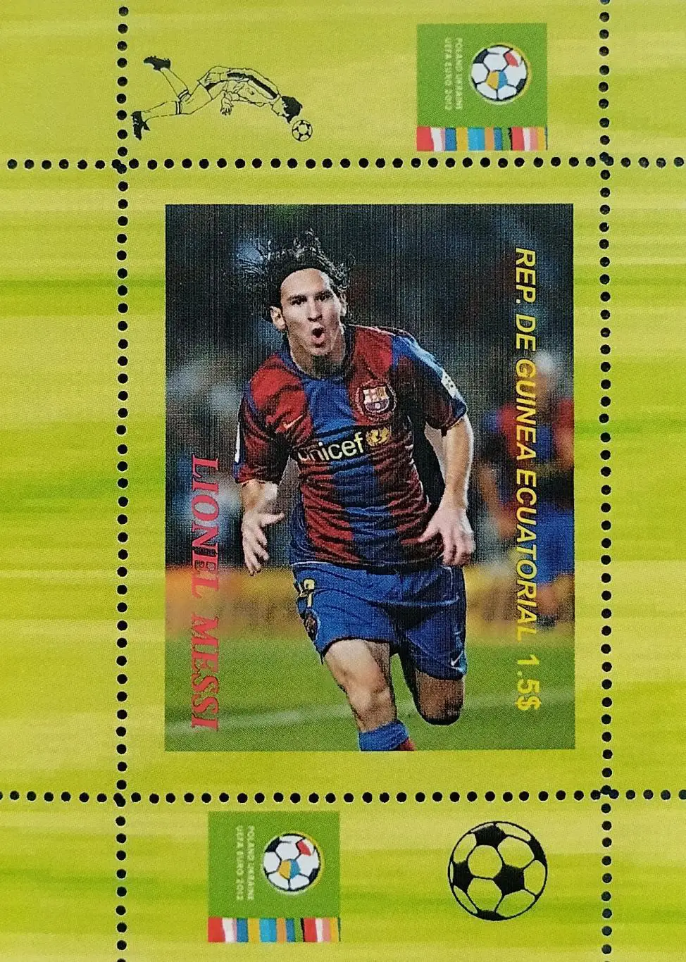 Блок. Гвинея 2012. Футбол. Лионель Месси.