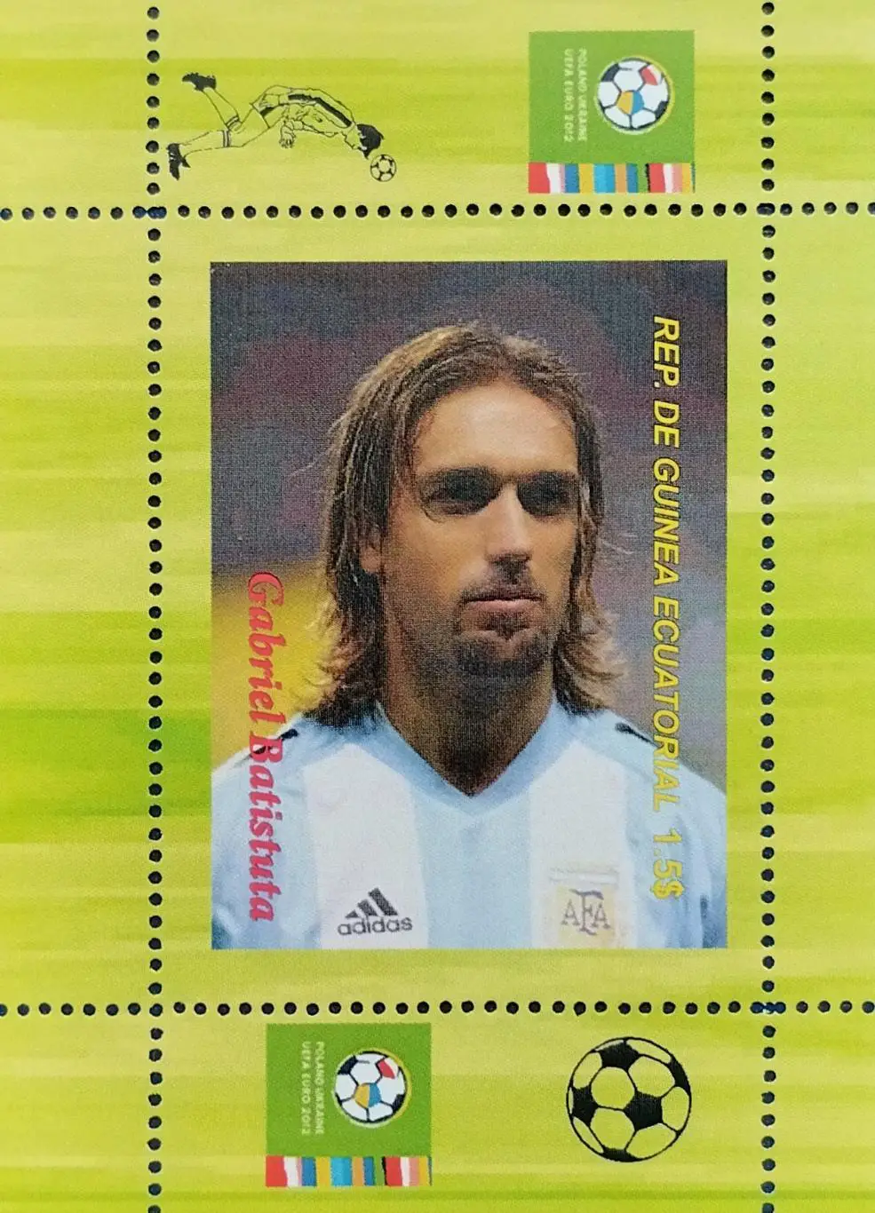 Блок. Гвинея 2012. Футбол. Габриэль Батистута. 1