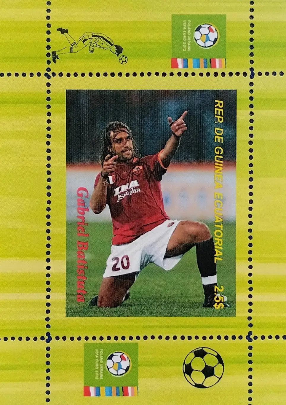 Блок. Гвинея 2012. Футбол. Габриэль Батистута. 2