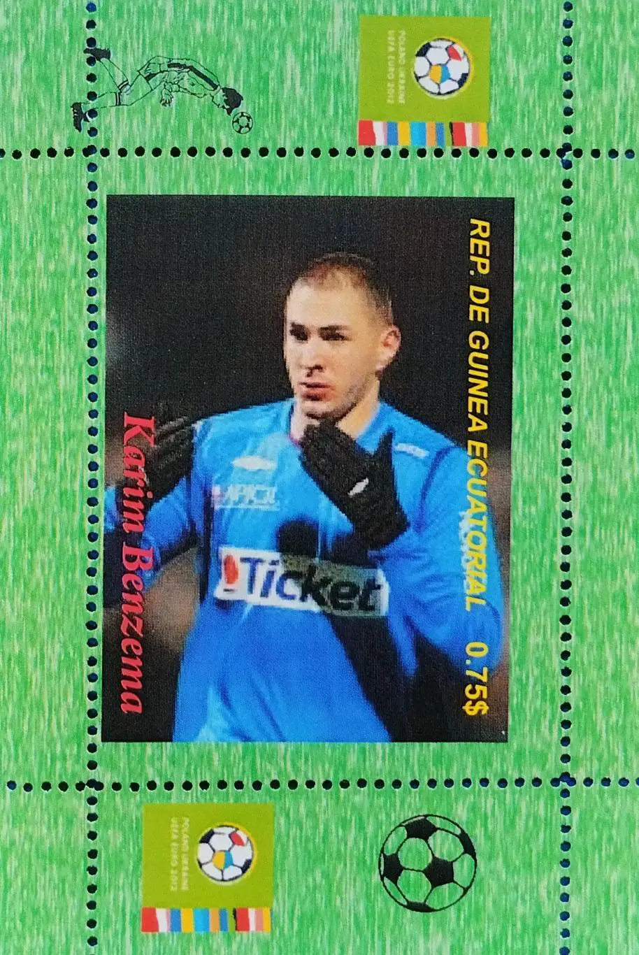 Блок. Гвинея 2012. Футбол. Карим Бензема.