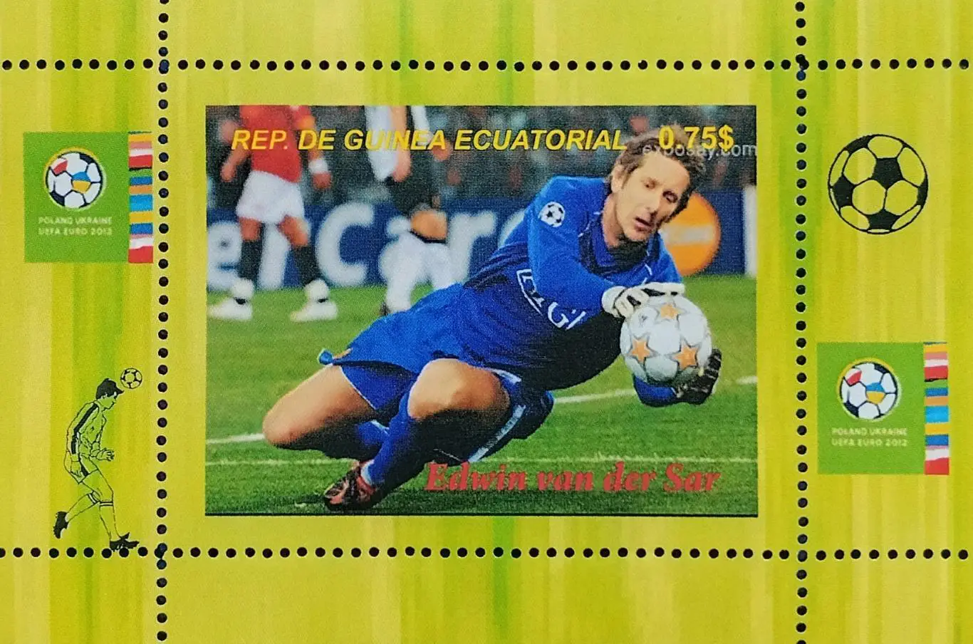 Блок. Гвинея 2012. Футбол. Эдвин ван дер Сар. 2