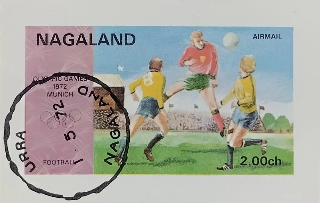 Блок б/з. Нагаленд (Индия) 1972. Летние Олимпийские игры Мюнхен 1972. Футбол.